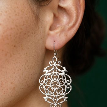 Earrings blueprint ornament flower oval 1