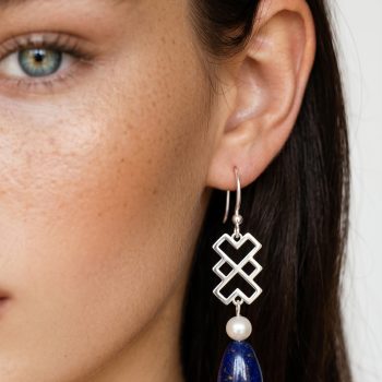 Earrings Novohrad ornament 1 + pearl + lapis
