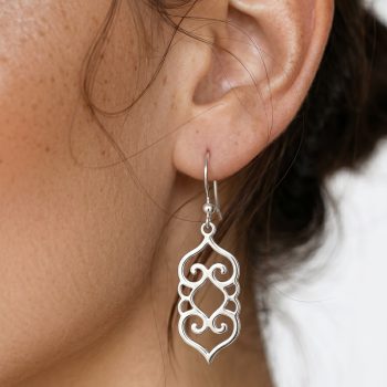 Náušnice čipka srdce ornament 2,5cm