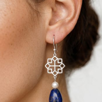 Earrings Novohrad star 2 + pearl + lapis