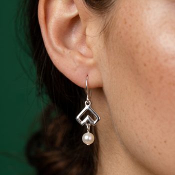 Earrings Novohrad heart 1 + pearl - short