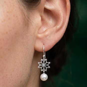 Earrings Novohrad star 1 + pearl - short