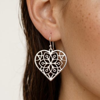 Earrings flower of life heart + hook