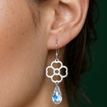 Earrings folk flower – clove pink - Swarovski