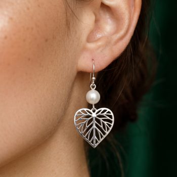 Earrings linden leaf - mini + pearl