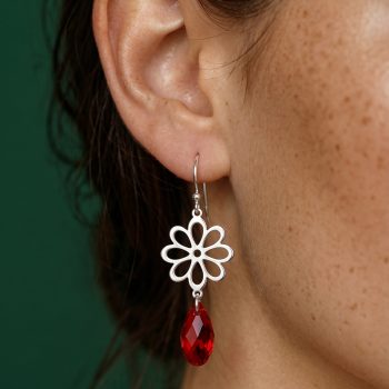 Earrings folk flower - marguerite - Swarovski