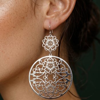 Earrings blueprint flower ornament 1 - folded circle