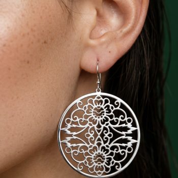 Earrings – blueprint flower ornament 1 - circle