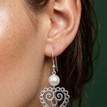 Earrings heart mini with pearl