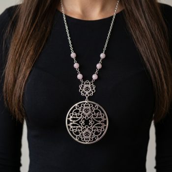 Náhrdelník modrotlač kvietok ornament  1 - skladaný kruh + kunzit