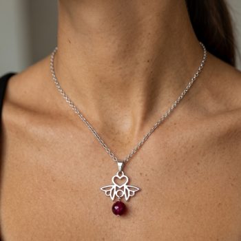 Prívesok srdiečko Polomka ornament 1 + rubínový achát