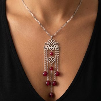 Prívesok srdiečko Polomka ornament 3 + rubínový korund