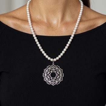 Prívesok čipka kruh ornament +perly