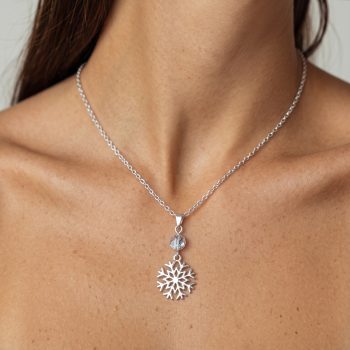Prívesok snehová vločka 3 mini+krištáľ