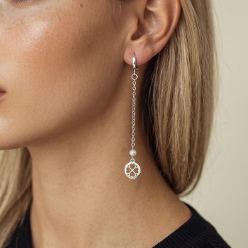 Earrings lace - quatrefoil mini on chain