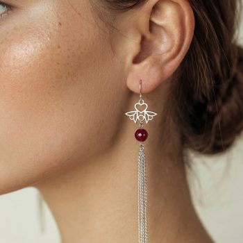 Náušnice srdiečko Polomka ornament 4 +rubínový korund