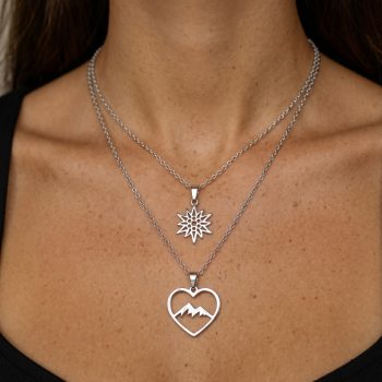 Two-row necklace - mountains heart