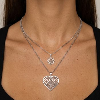 Double row necklace Geometry heart
