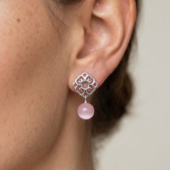 Stud earrings blueprint forget-me-not + cat's eye
