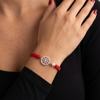 Bracelet Snowflake Circle MINI 1 – cord + pearl