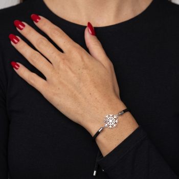 Bracelet snowflake 3 – cord red / black