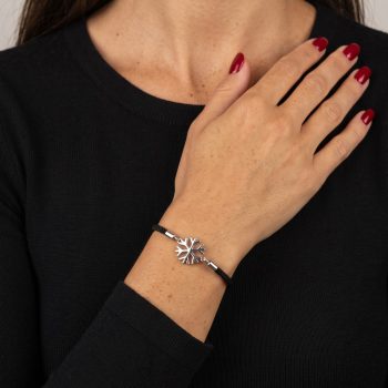 Bracelet Snowflake 1 – cord red / black