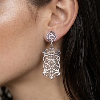 Earrings blueprint ornament flower oval 2