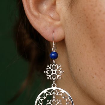 Earrings blueprint circle ornament – layered + lapis