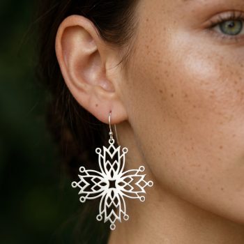 Earrings blueprint bell ornament
