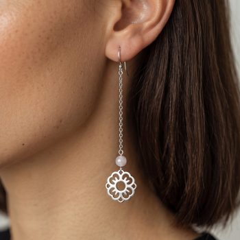 Earrings – blueprint forget-me-not + kunzite - long