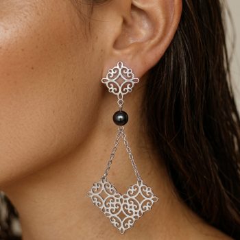 Náušnice Libay vejár ornament 2 +perla