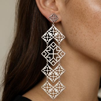 Earrings geometry - pleated 1 - long