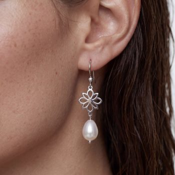 Náušnice cíferský ornament + perla slza