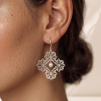 Náušnice štvorec hviezda – Pohorela  ornament štvorec + perla