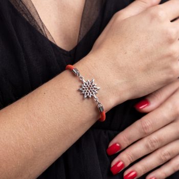 Mountain Gentian Bracelet – cord RED / BLACK